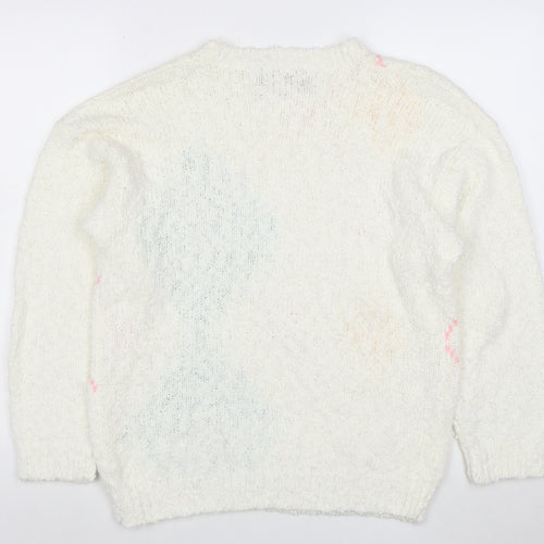 Bay Club Men's Ivory Argyle Chunky Knit Pullover Sweater M