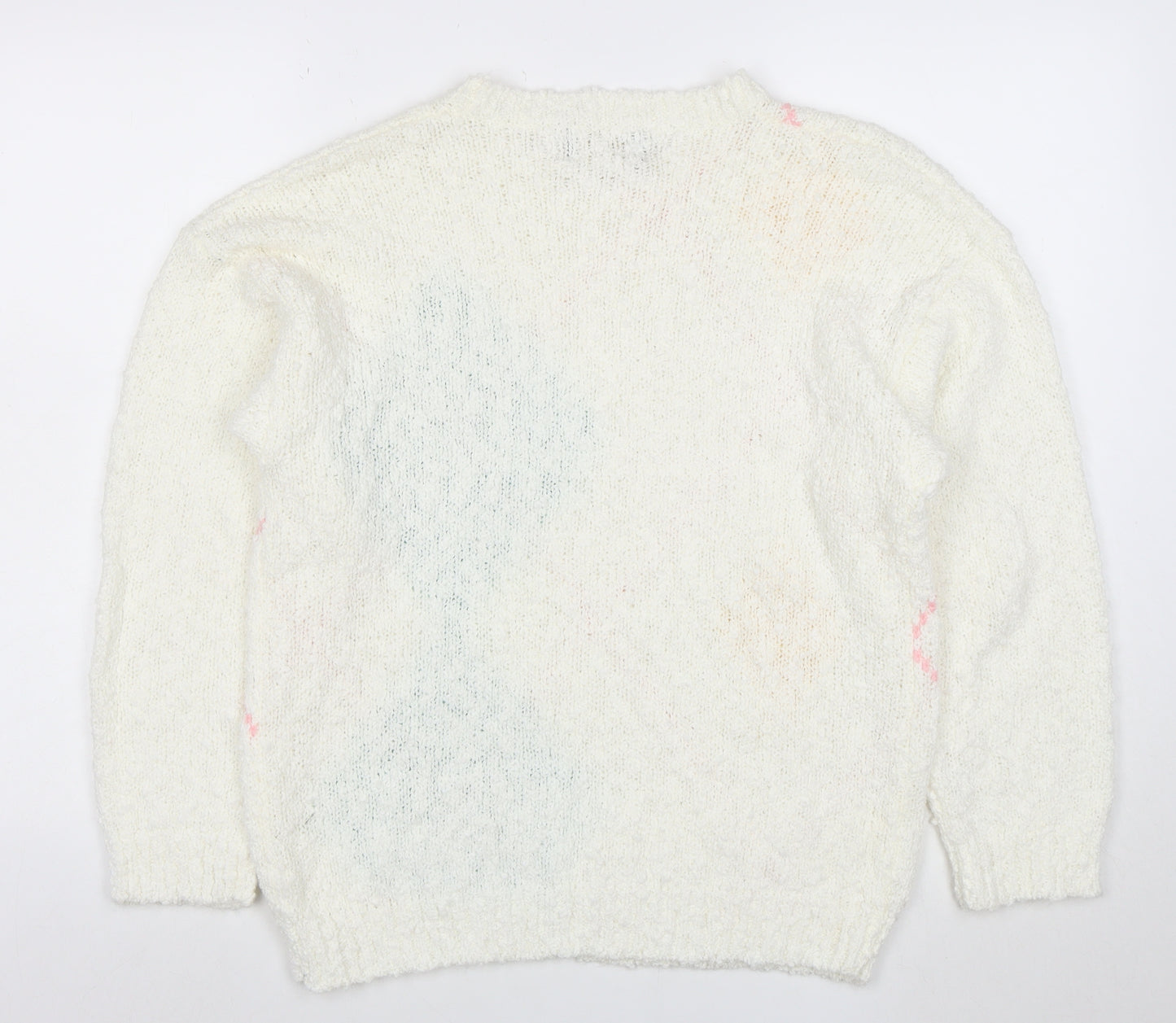Bay Club Men's Ivory Argyle Chunky Knit Pullover Sweater M