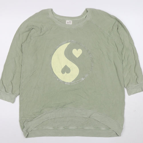Poste Cute Women’s Green Relaxed Pullover Sweatshirt Size 2 Viscose Blend