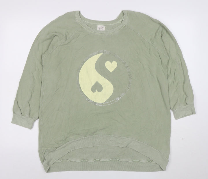 Poste Cute Women’s Green Relaxed Pullover Sweatshirt Size 2 Viscose Blend