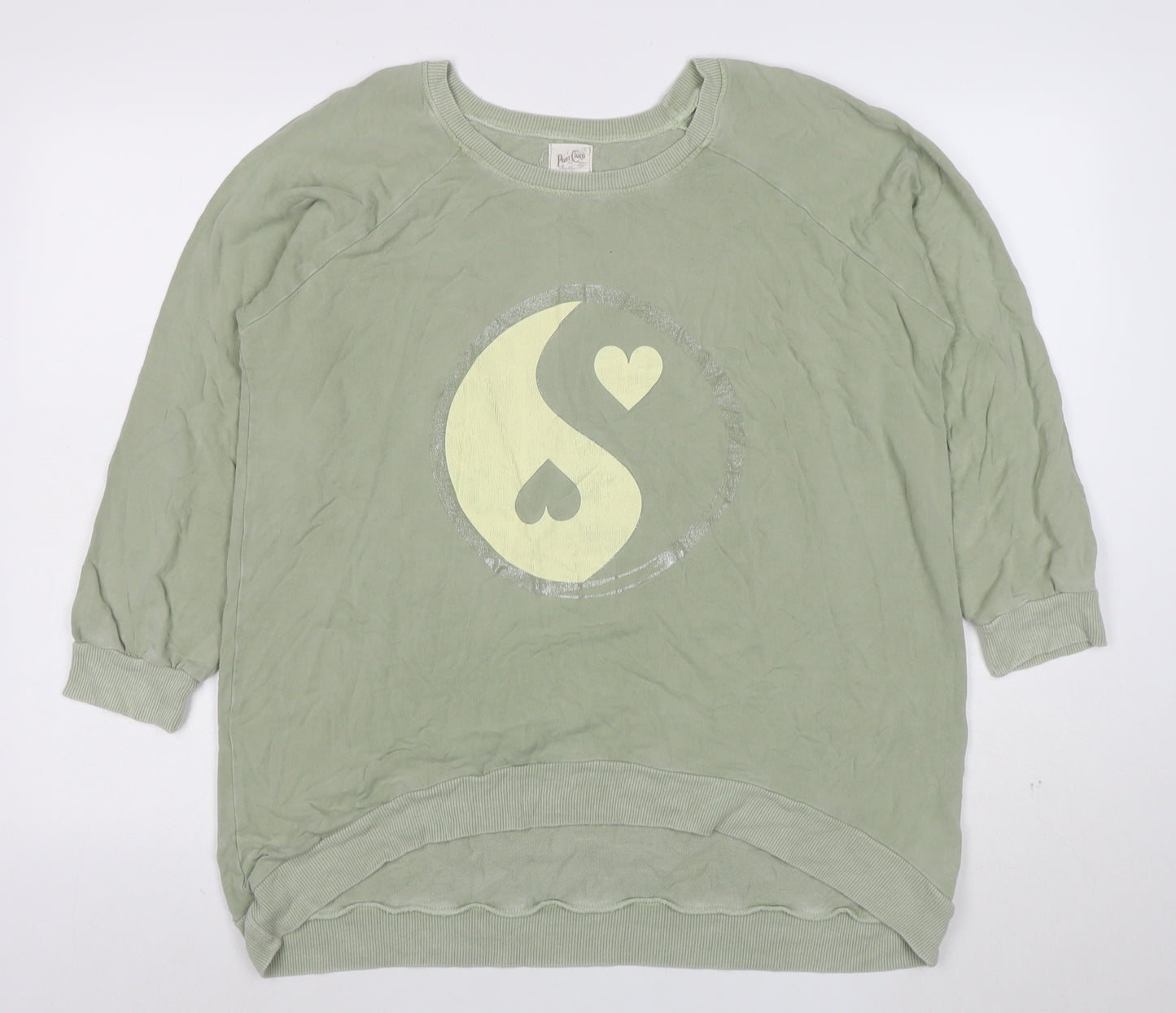 Poste Cute Women’s Green Relaxed Pullover Sweatshirt Size 2 Viscose Blend