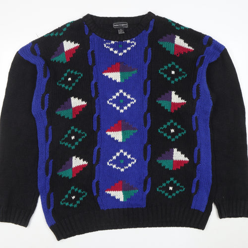 Peter England Men's Multicoloured XL Retro Geometric Chunky Knit Jumper