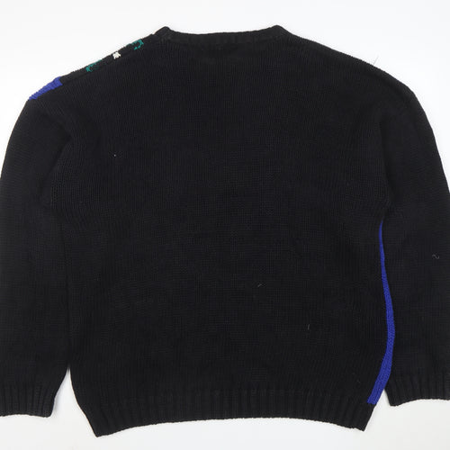 Peter England Men's Multicoloured XL Retro Geometric Chunky Knit Jumper