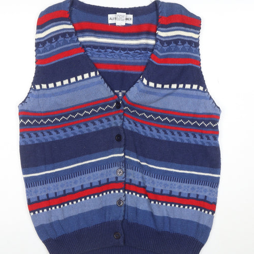 Alfred Dunner Men's Blue Fair Isle Knit Sleeveless Vest M
