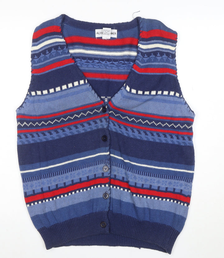 Alfred Dunner Men's Blue Fair Isle Knit Sleeveless Vest M