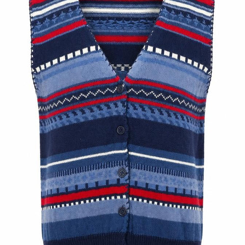Alfred Dunner Men's Blue Fair Isle Knit Sleeveless Vest M