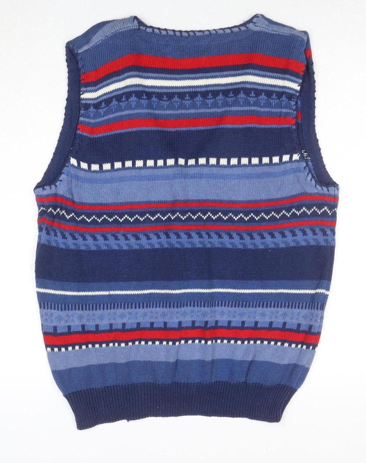 Alfred Dunner Men's Blue Fair Isle Knit Sleeveless Vest M