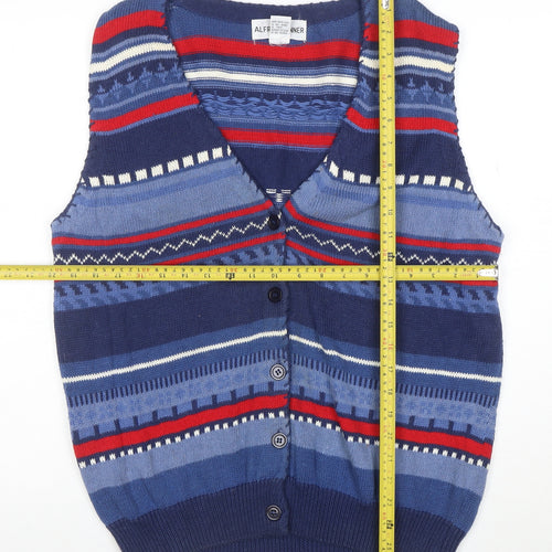 Alfred Dunner Men's Blue Fair Isle Knit Sleeveless Vest M
