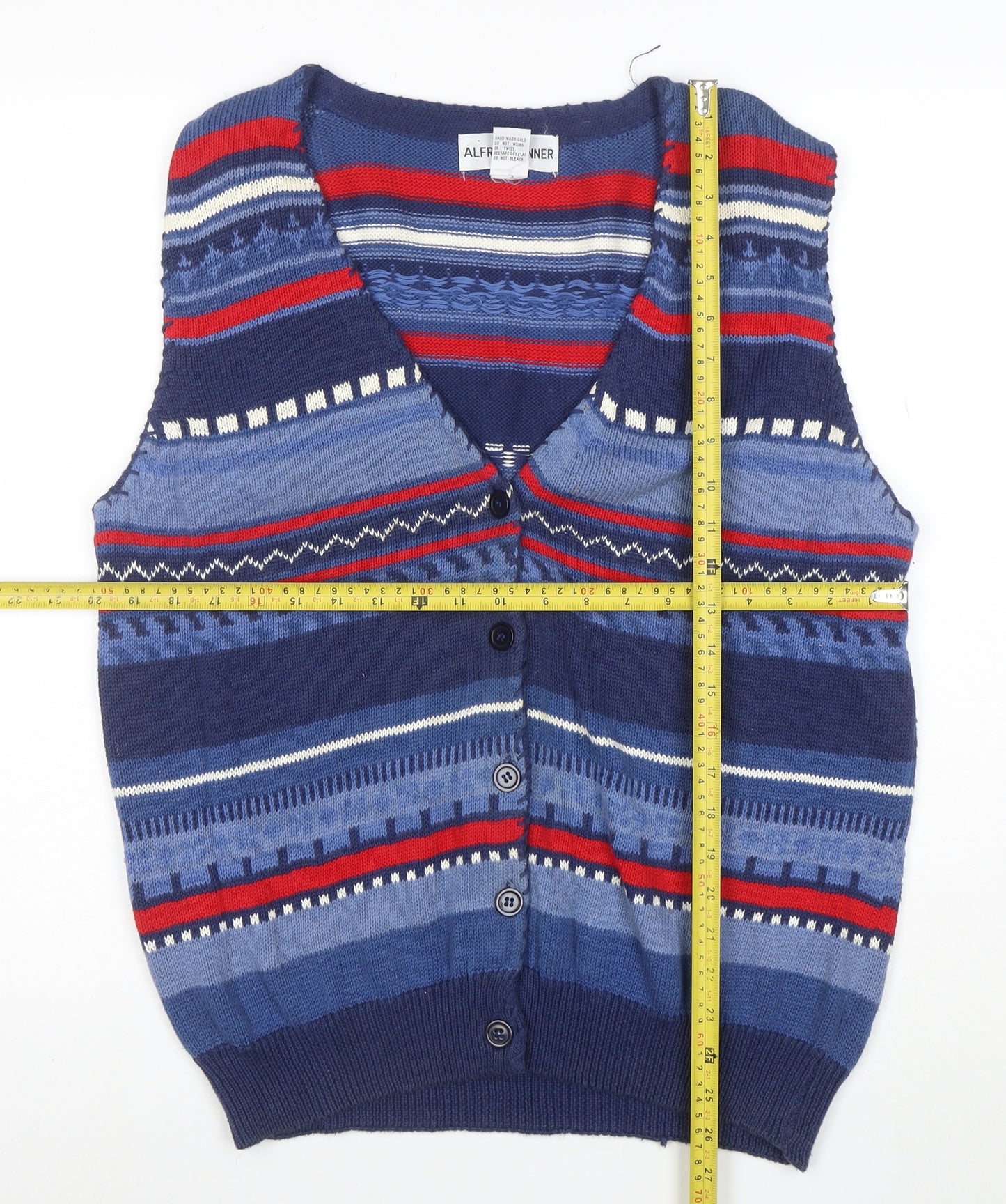 Alfred Dunner Men's Blue Fair Isle Knit Sleeveless Vest M