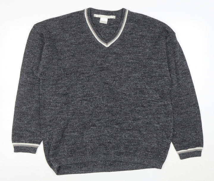 Smith and Watkins Women Grey V-Neck Knit Pullover Jumper XL