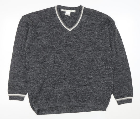 Smith and Watkins Women Grey V-Neck Knit Pullover Jumper XL