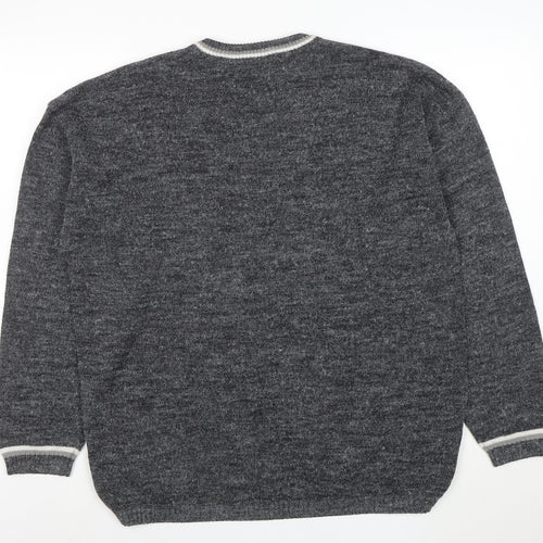Smith and Watkins Women Grey V-Neck Knit Pullover Jumper XL