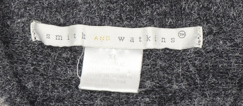 Smith and Watkins Women Grey V-Neck Knit Pullover Jumper XL