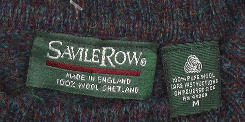 Savile Row Men's Blue Wool Argyle Pullover Jumper M