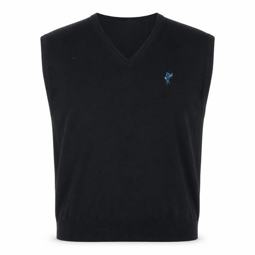 Ashworth Men Black Cotton V-Neck Knit Golf Vest L Classic Fit