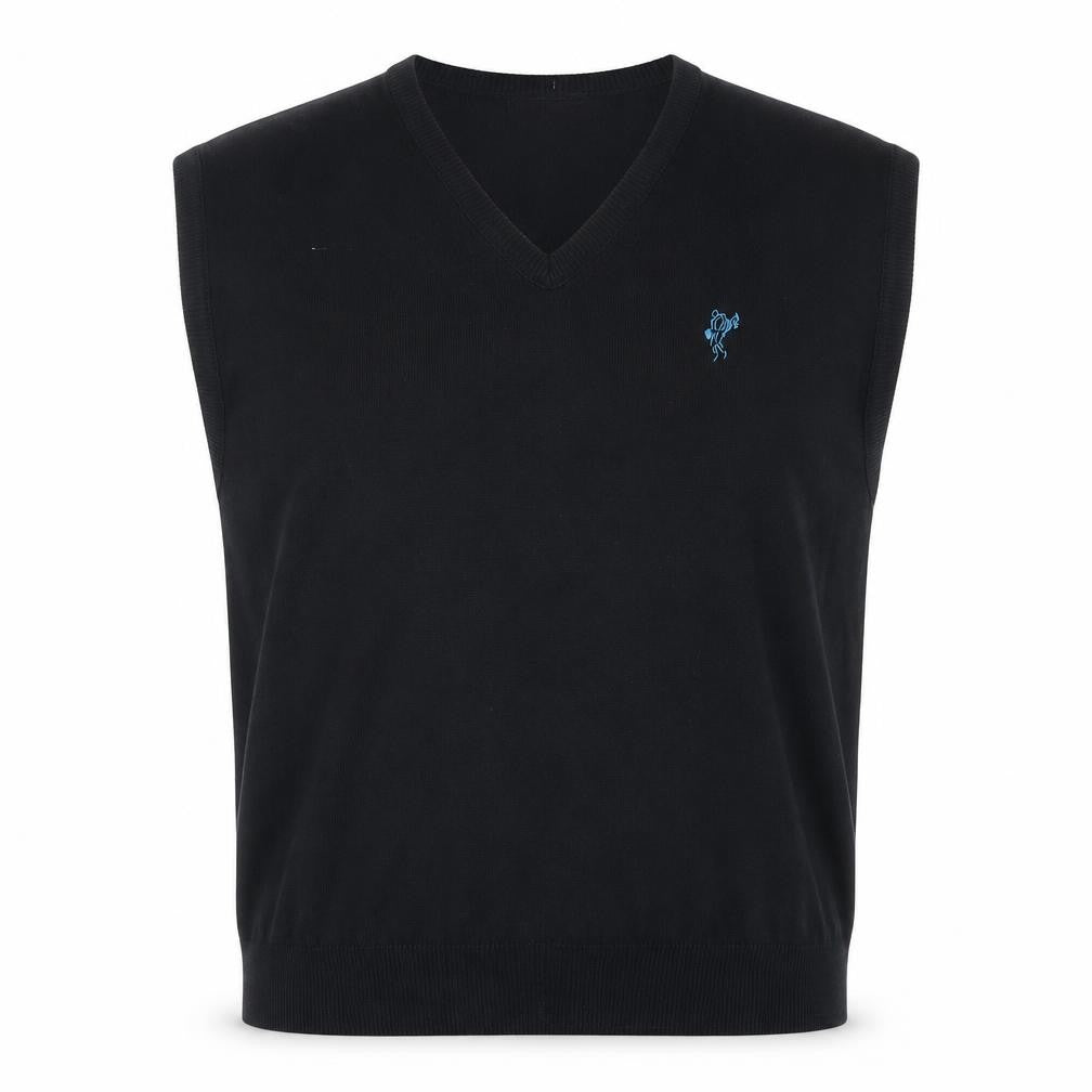 Ashworth Men Black Cotton V-Neck Knit Golf Vest L Classic Fit