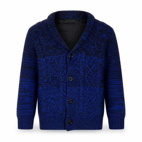 Roushalle Men's Blue Cable-Knit Cardigan Jumper M Lined Acrylic