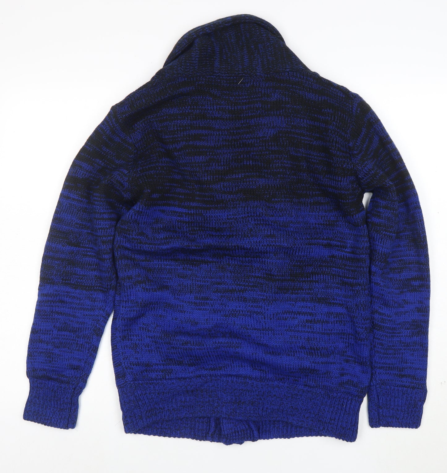 Roushalle Men's Blue Cable-Knit Cardigan Jumper M Lined Acrylic