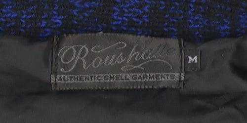 Roushalle Men's Blue Cable-Knit Cardigan Jumper M Lined Acrylic