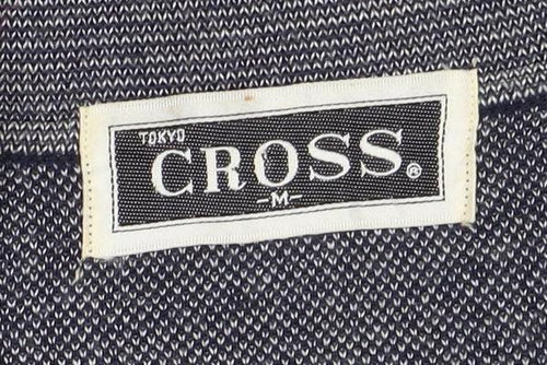 CROSS Men's Blue Geometric V-Neck Cotton Blend Jumper M
