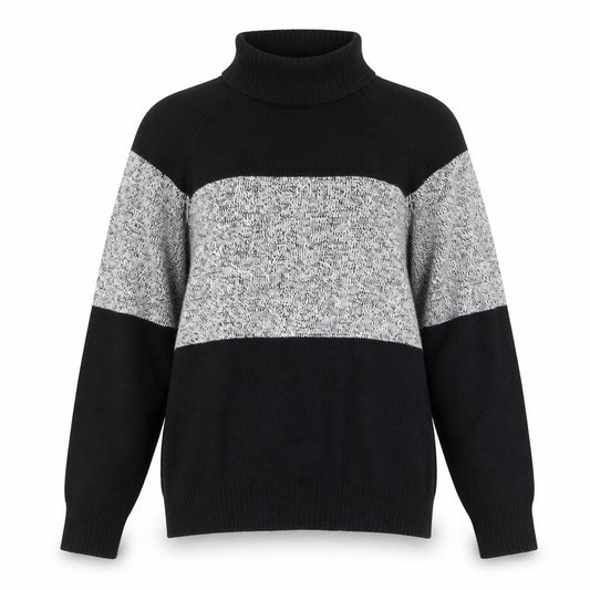 Front view of Karen Scott women’s black cotton roll neck jumper, size L