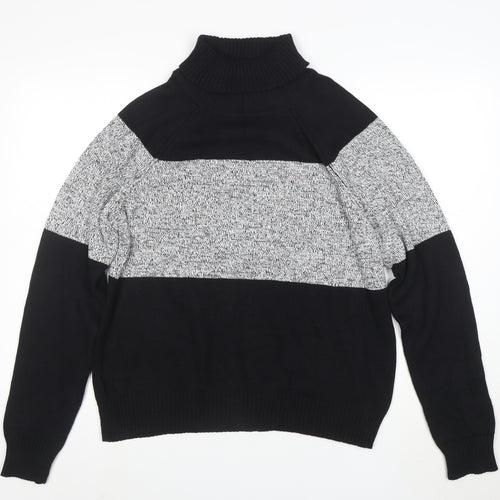 Karen Scott Womens Black Cotton Roll Neck Jumper Size L