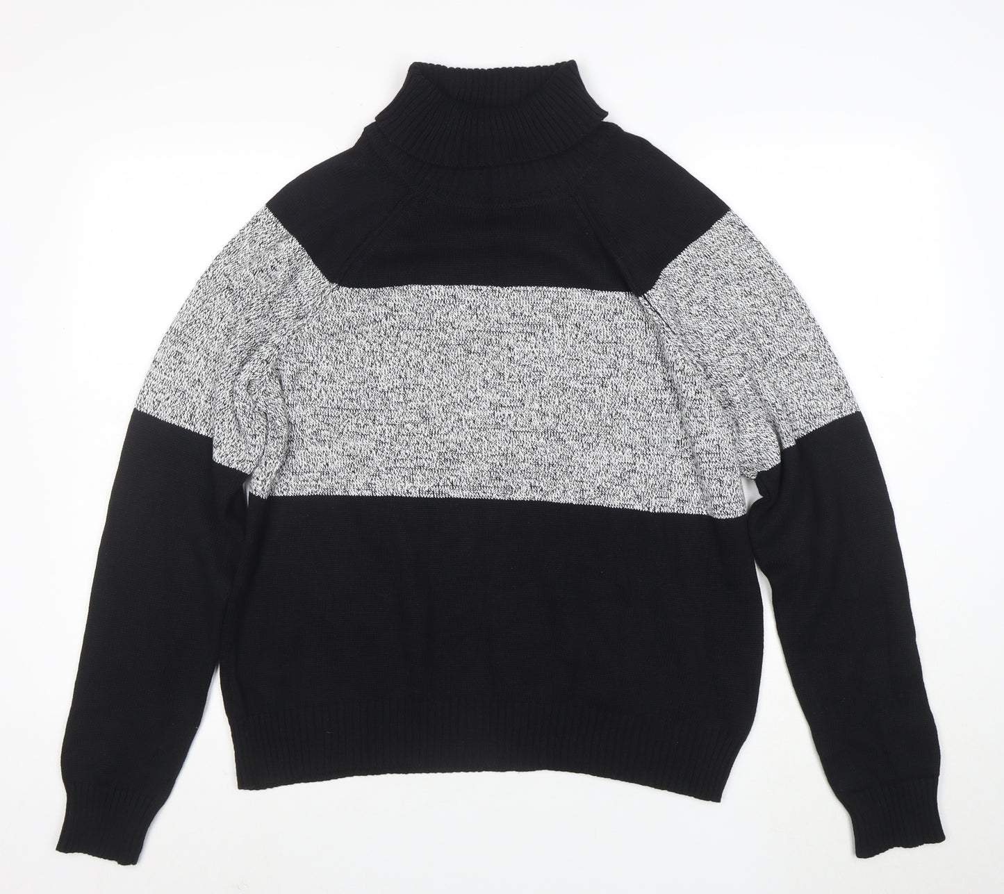 Karen Scott Womens Black Cotton Roll Neck Jumper Size L