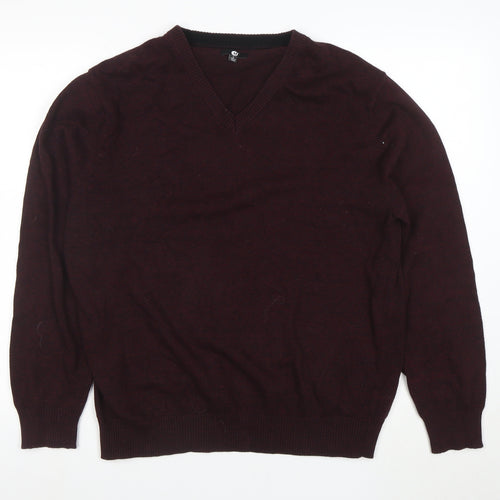 Armani Exchange Men's Brown Cotton V-Neck Jumper Size L