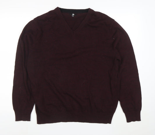 Armani Exchange Men's Brown Cotton V-Neck Jumper Size L