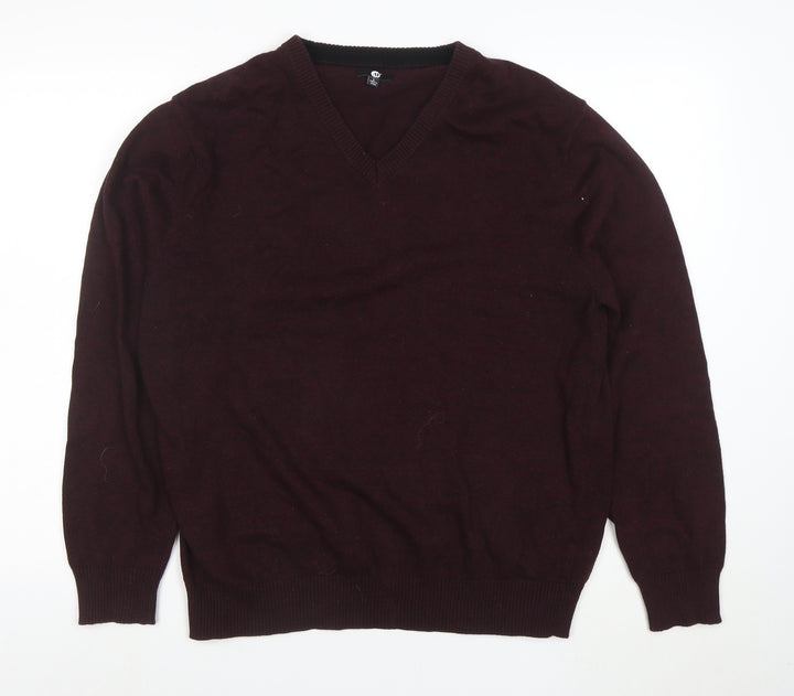 Armani Exchange Men's Brown Cotton V-Neck Jumper Size L