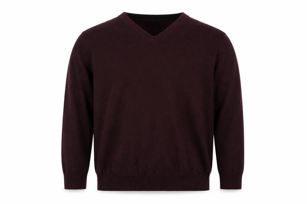 Front view of Armani Exchange Men's Brown Cotton V-Neck Jumper, size L