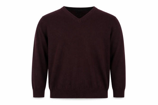 Front view of Armani Exchange Men's Brown Cotton V-Neck Jumper, size L