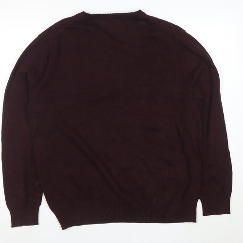 Armani Exchange Men's Brown Cotton V-Neck Jumper Size L
