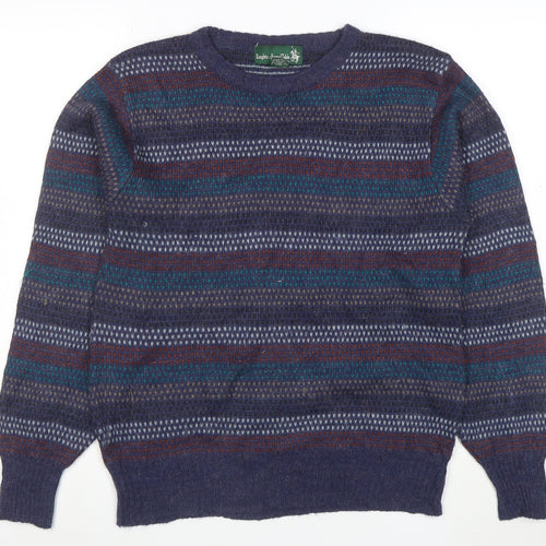Knights of Round Table Men's Blue Fair Isle Wool Blend Jumper M