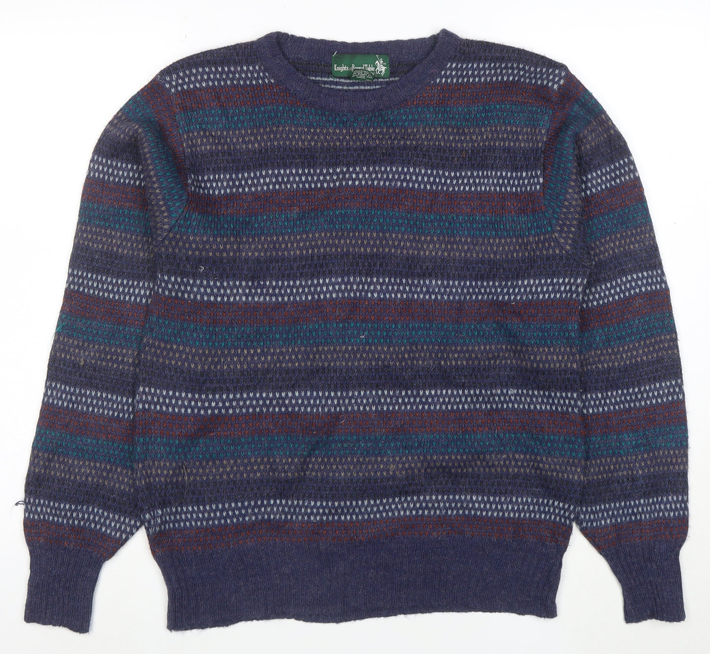 Knights of Round Table Men's Blue Fair Isle Wool Blend Jumper M