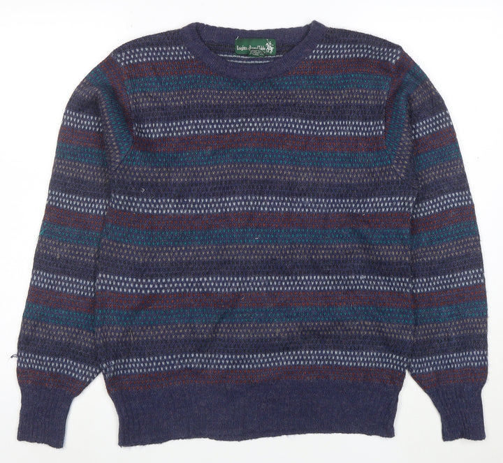 Knights of Round Table Men's Blue Fair Isle Wool Blend Jumper M