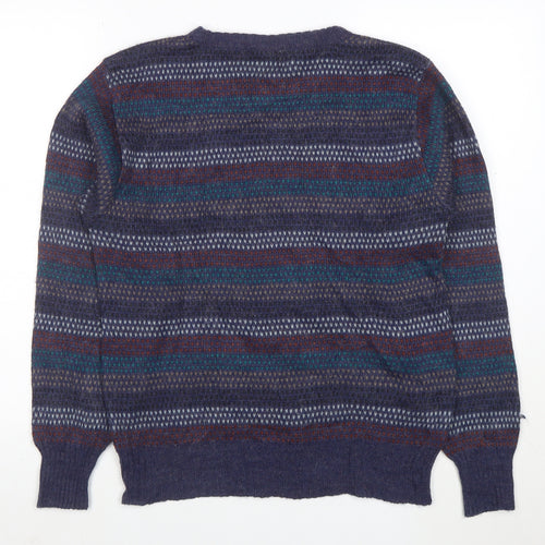 Knights of Round Table Men's Blue Fair Isle Wool Blend Jumper M