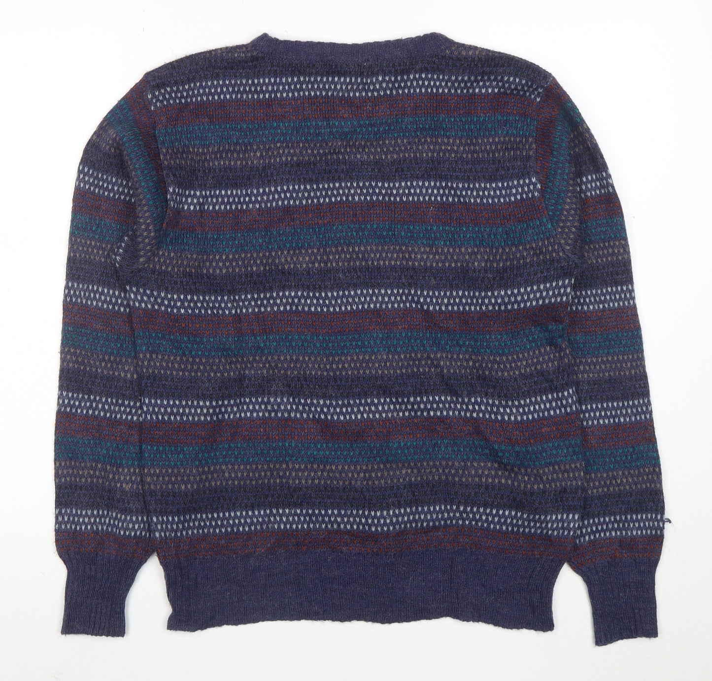 Knights of Round Table Men's Blue Fair Isle Wool Blend Jumper M