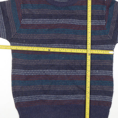 Knights of Round Table Men's Blue Fair Isle Wool Blend Jumper M