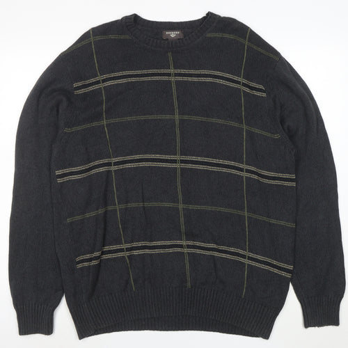 Dockers Men’s Grey Check Cotton Crew Neck Jumper XL