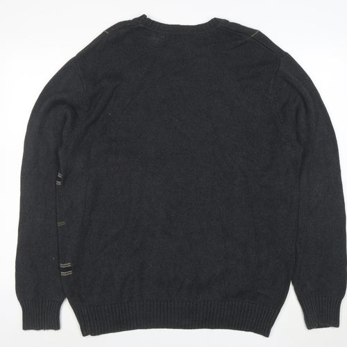 Dockers Men’s Grey Check Cotton Crew Neck Jumper XL