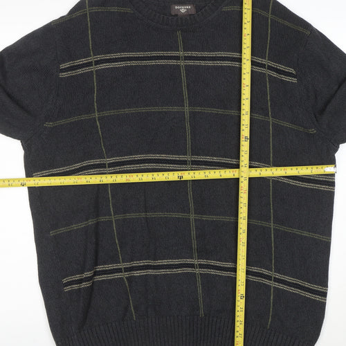 Dockers Men’s Grey Check Cotton Crew Neck Jumper XL