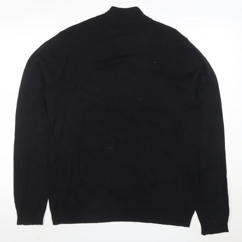 Van Heusen Studio Men's Black Argyle 1/2 Zip Cotton Jumper Size M