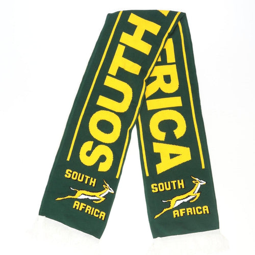 South Africa Green and Yellow Men's Knit Scarf with Tassels
