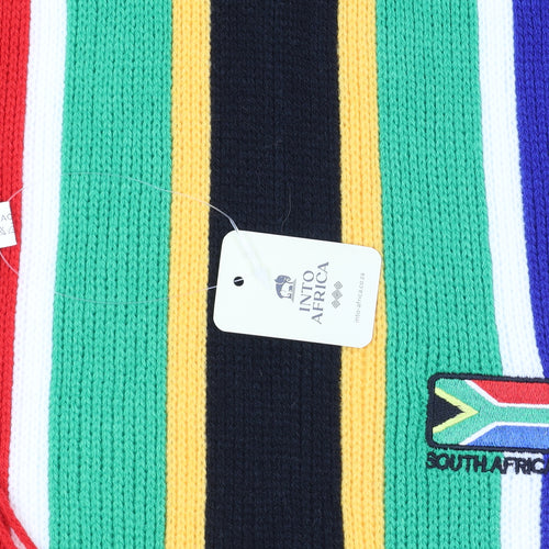 Into Africa Men Multicoloured Knit Scarf with South Africa Flag Fringe Design