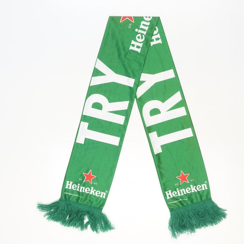Heineken Green Men's Fringed Rectangle Scarf with Logo Print