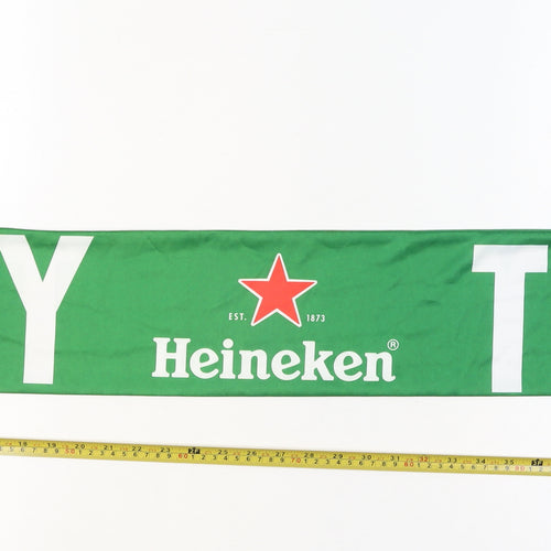 Heineken Green Men's Fringed Rectangle Scarf with Logo Print