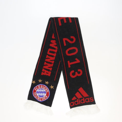 Adidas Men Black Red FC Bayern Munich Scarf One Size Acrylic Fringe Football Fanwear
