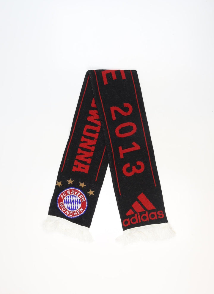 Adidas Men Black Red FC Bayern Munich Scarf One Size Acrylic Fringe Football Fanwear