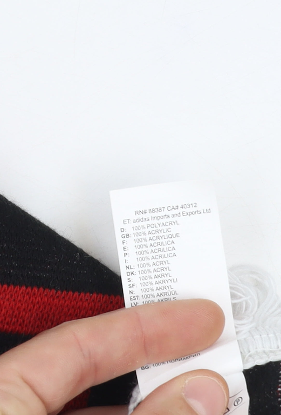 Adidas Men Black Red FC Bayern Munich Scarf One Size Acrylic Fringe Football Fanwear